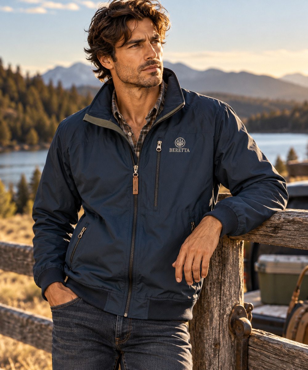 Beretta Men's Sz XXL Navy Blue Hunting Field Windbreaker Jacket Outdoor YKK